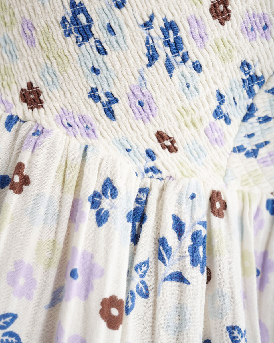 Robe nid-d&rsquo;abeilles en gaze de coton Isla