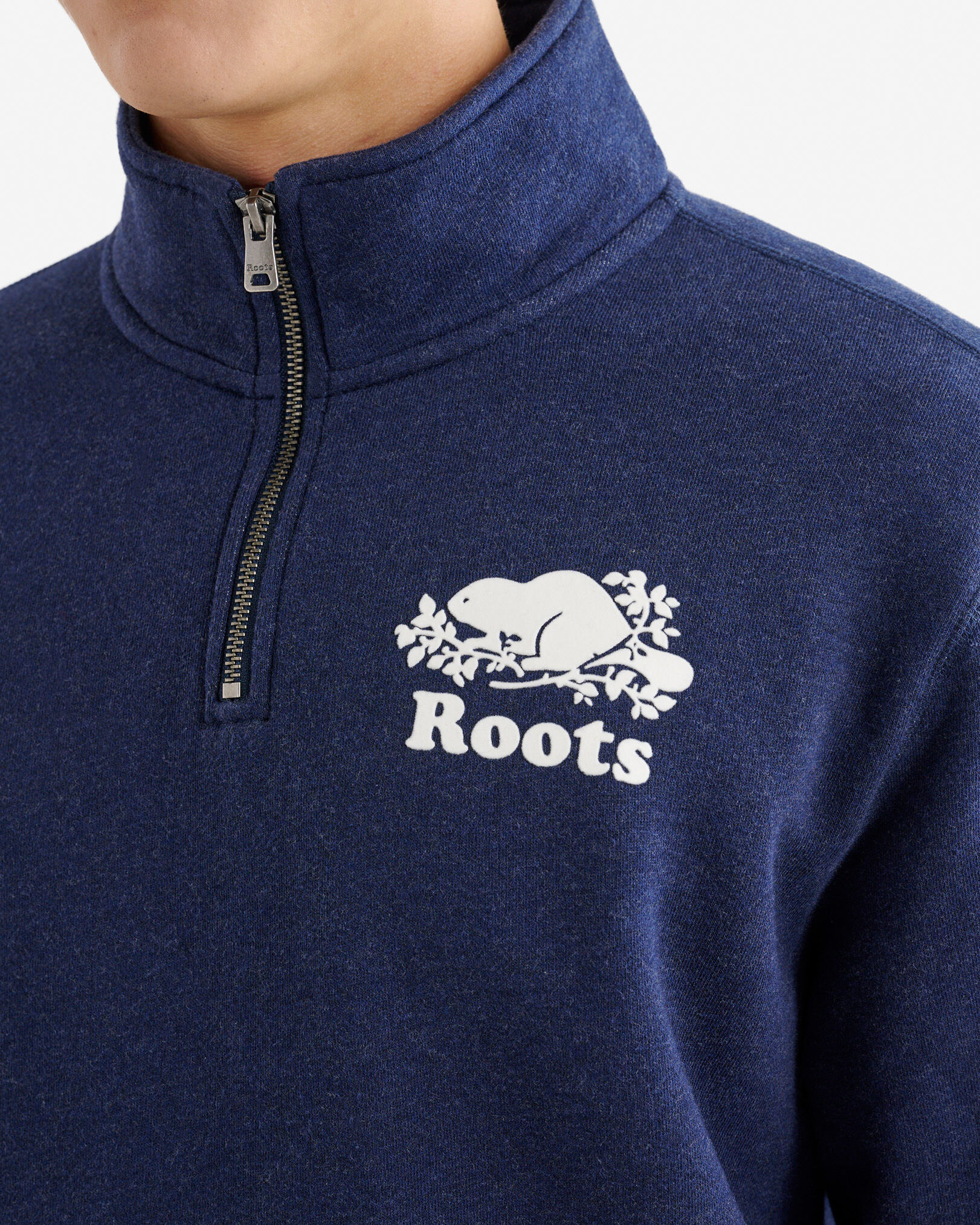 Chandail à glissière un quart original en coton bio