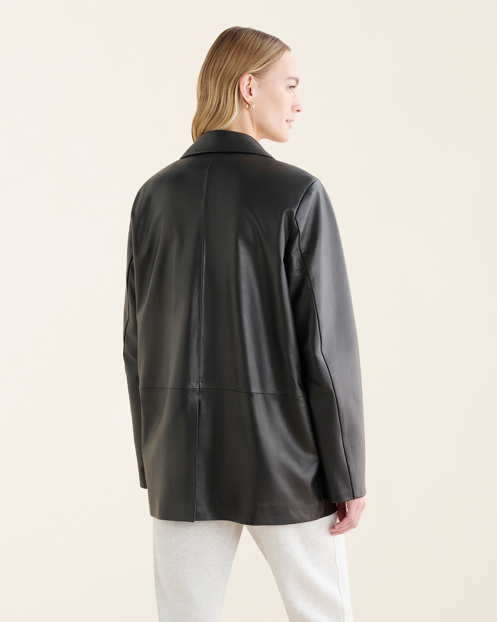 Black leather blazer jacket womens store
