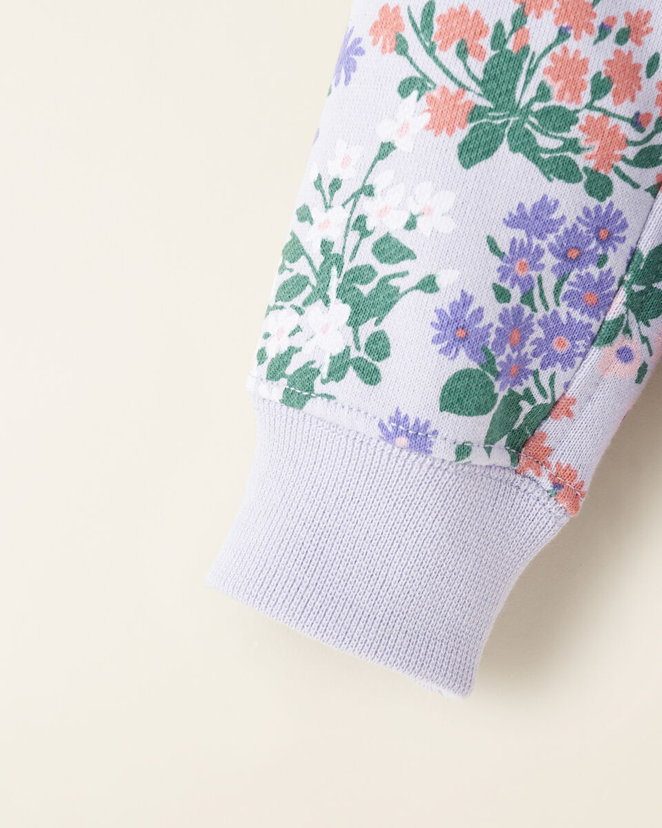 Chandail à capuchon et glissière motif floral pour bébé