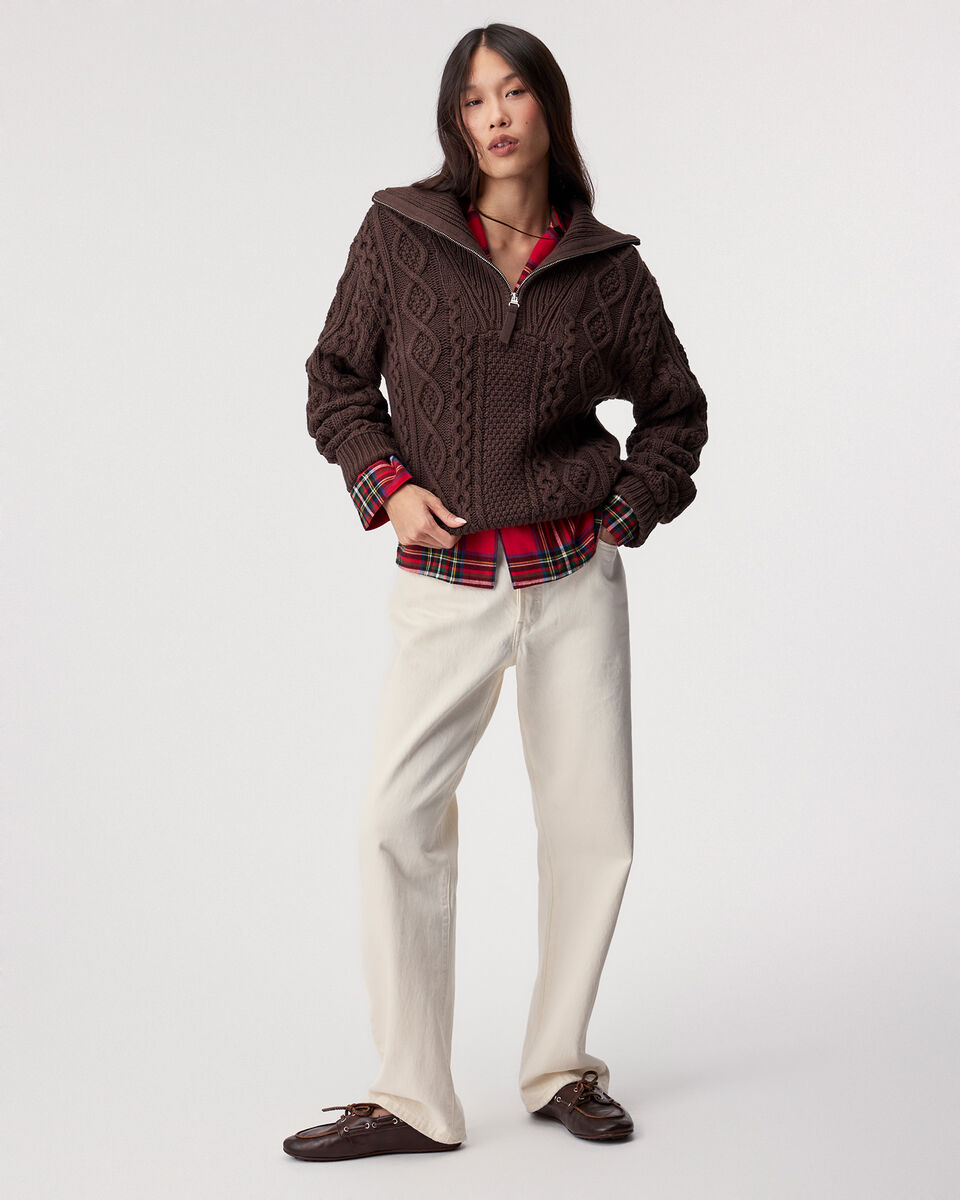 Cable Knit Quarter Zip Sweater