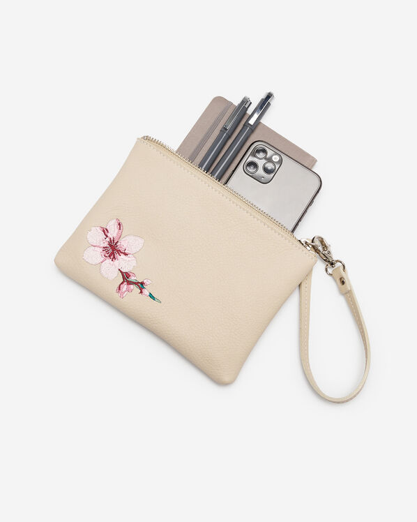 Petite pochette florale en cuir Cloud