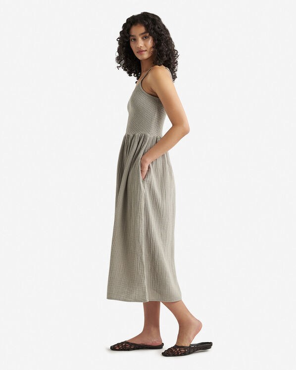 Robe nid-d&rsquo;abeilles en gaze de coton Isla