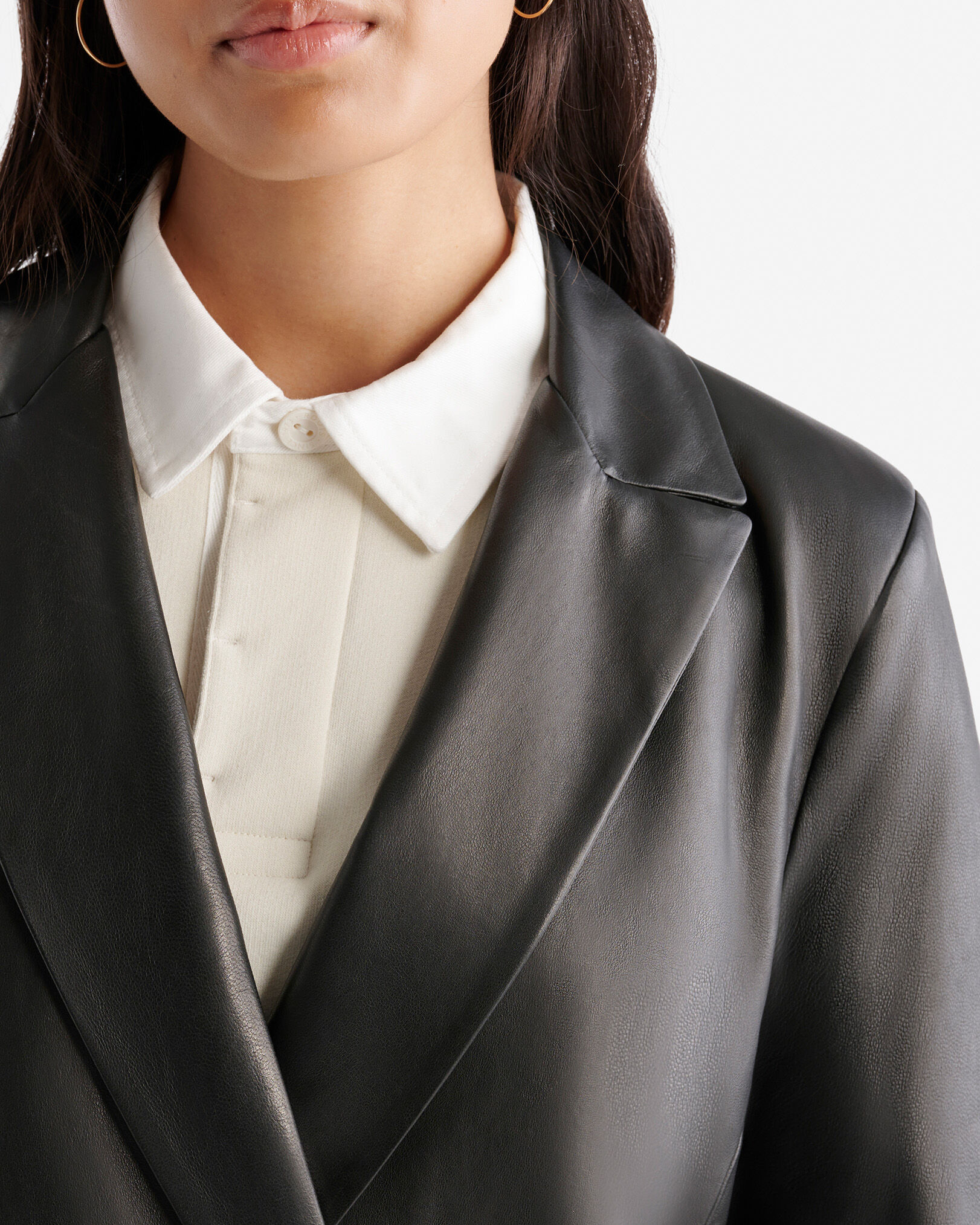 Double breasted leather blazer womens online