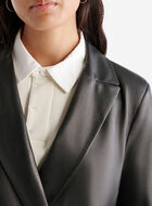 Womens Leather Double Breasted Blazer