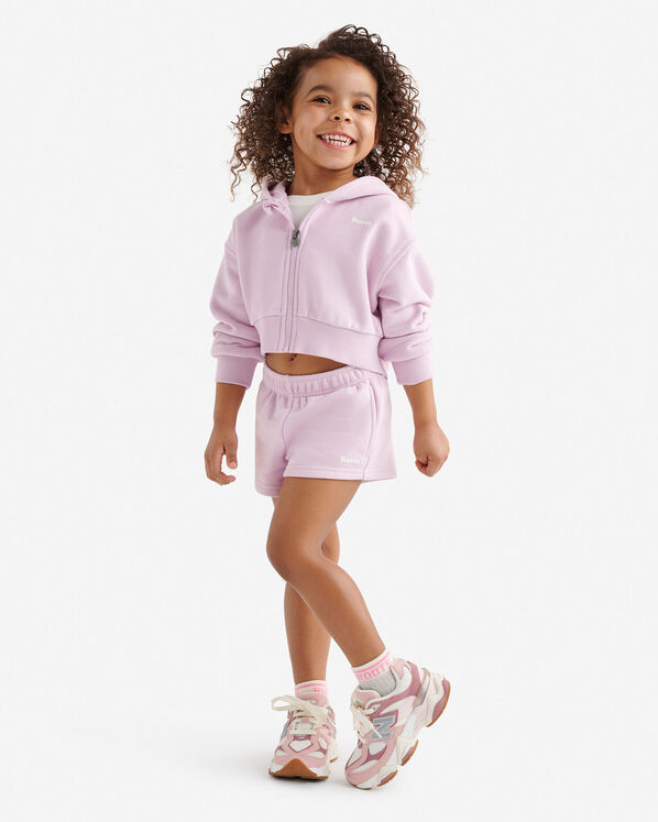 Toddler Girls Summer Cloud Cropped Bubble Full Zip Hoodie