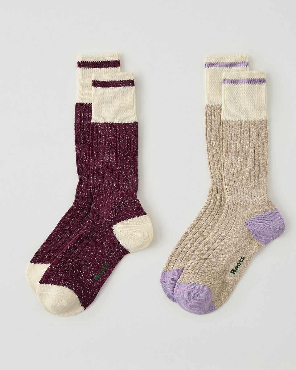 Womens Cabin Sparkle Sock 2 Pack