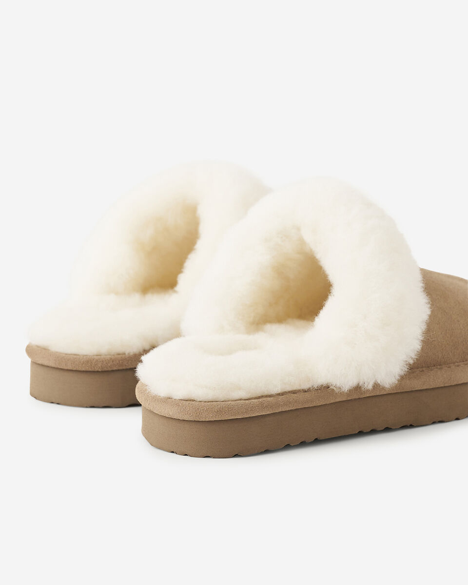 Womens Shearling Platform Slipper