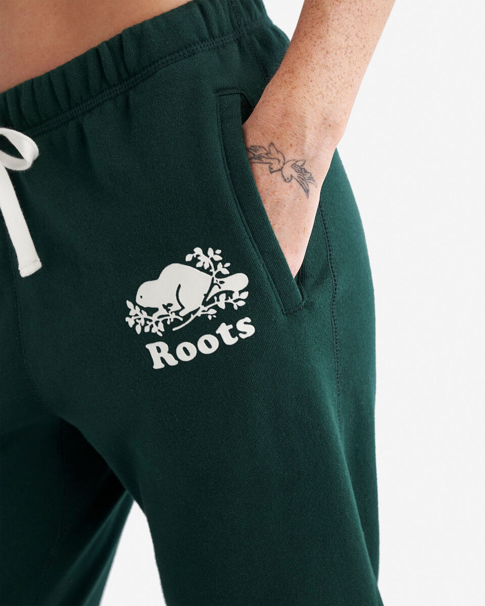 Pantalon original ajusté à cheville côtelée en molleton de coton bio