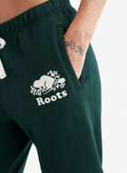 Pantalon original ajusté à cheville côtelée en molleton de coton bio