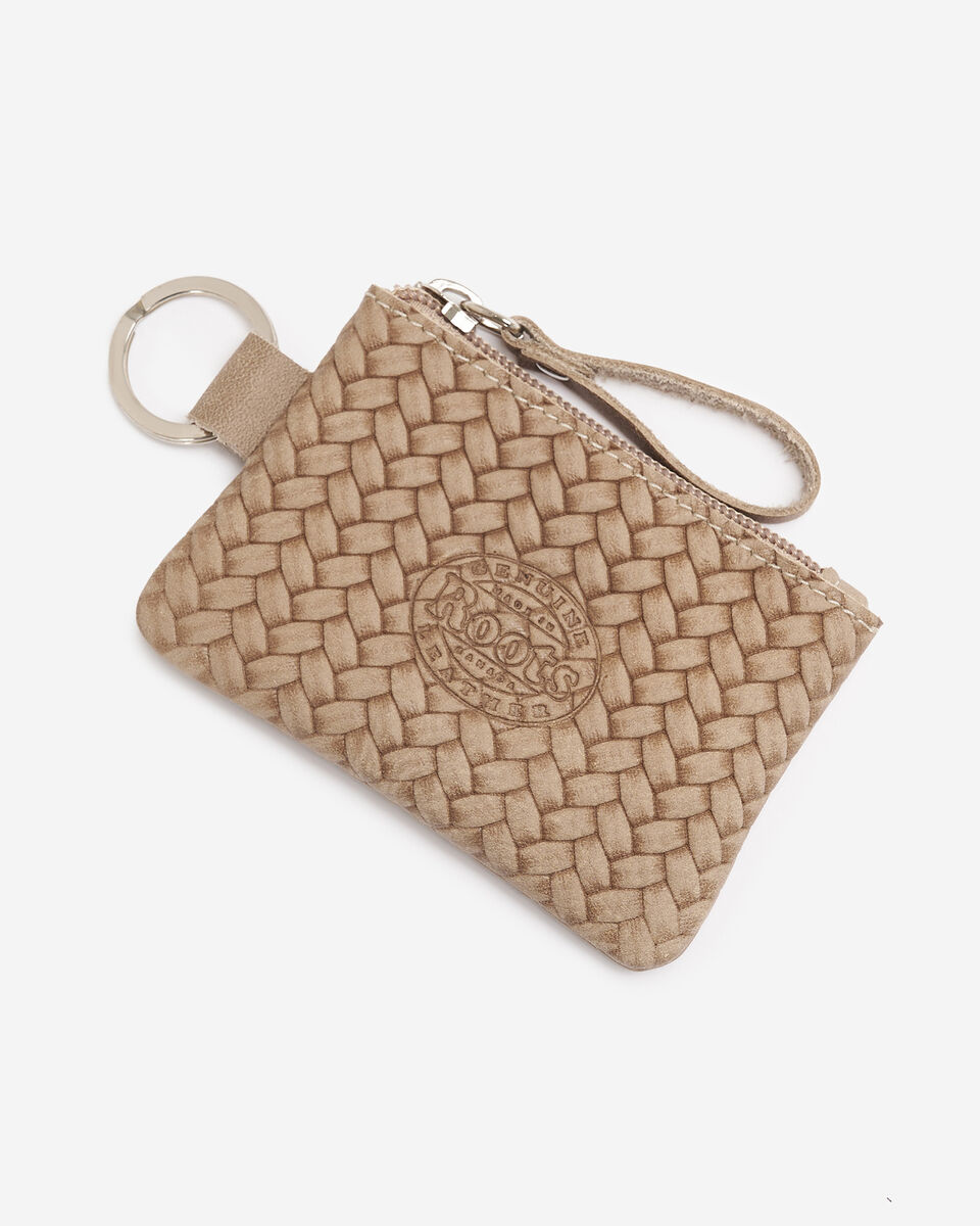 Pochette &agrave; glissi&egrave;re en cuir tiss&eacute;