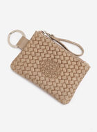 Pochette &agrave; glissi&egrave;re en cuir tiss&eacute;