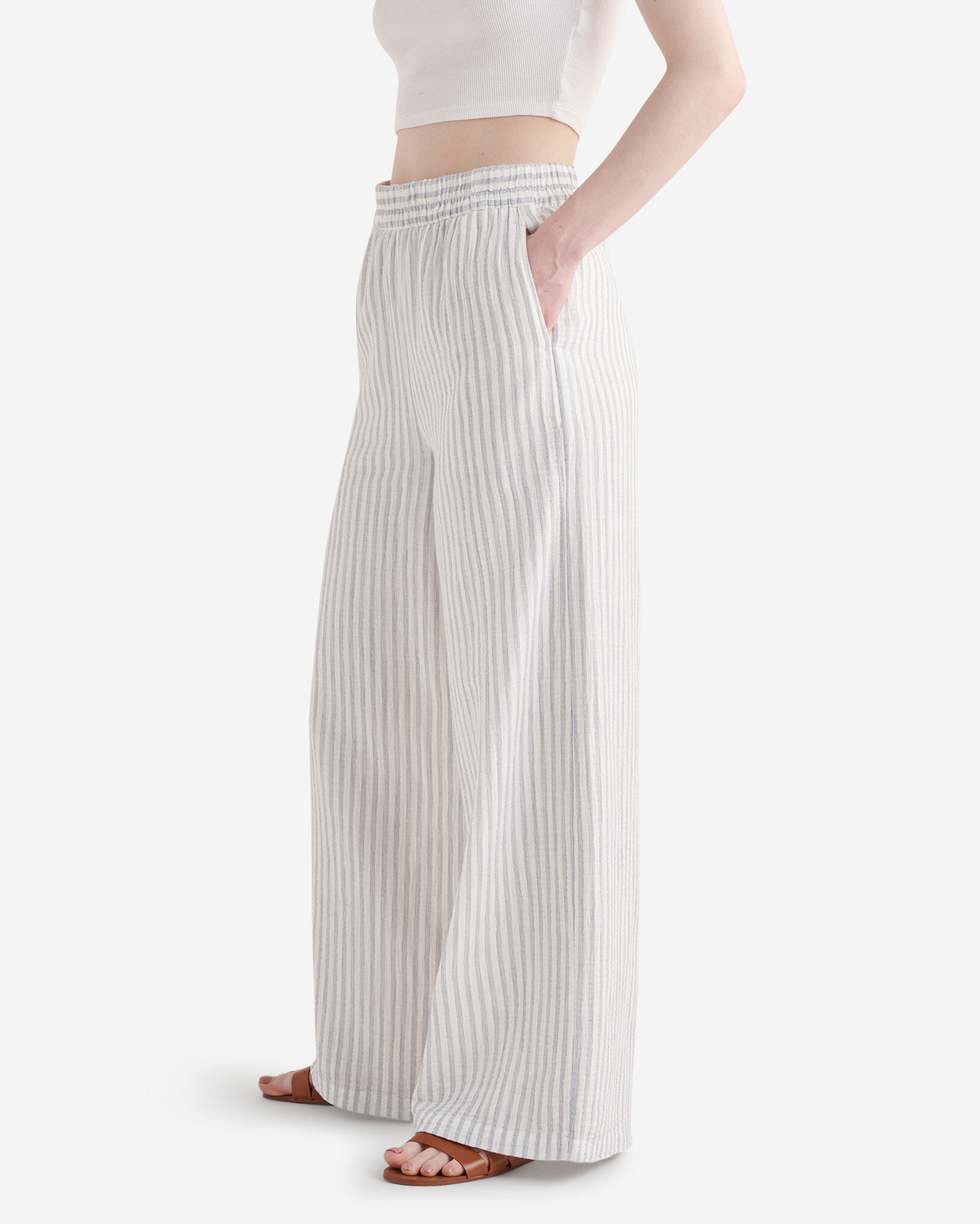 Isla Cotton Gauze Print Wide Leg Pant