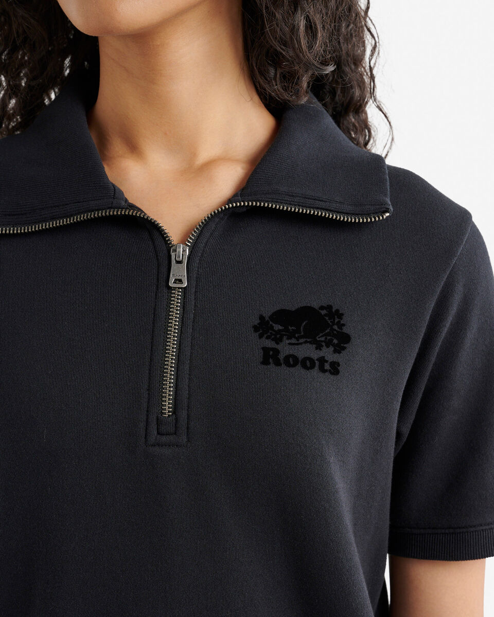 Robe &agrave; manches courtes et demi-glissi&egrave;re en jersey bouclette Cooper