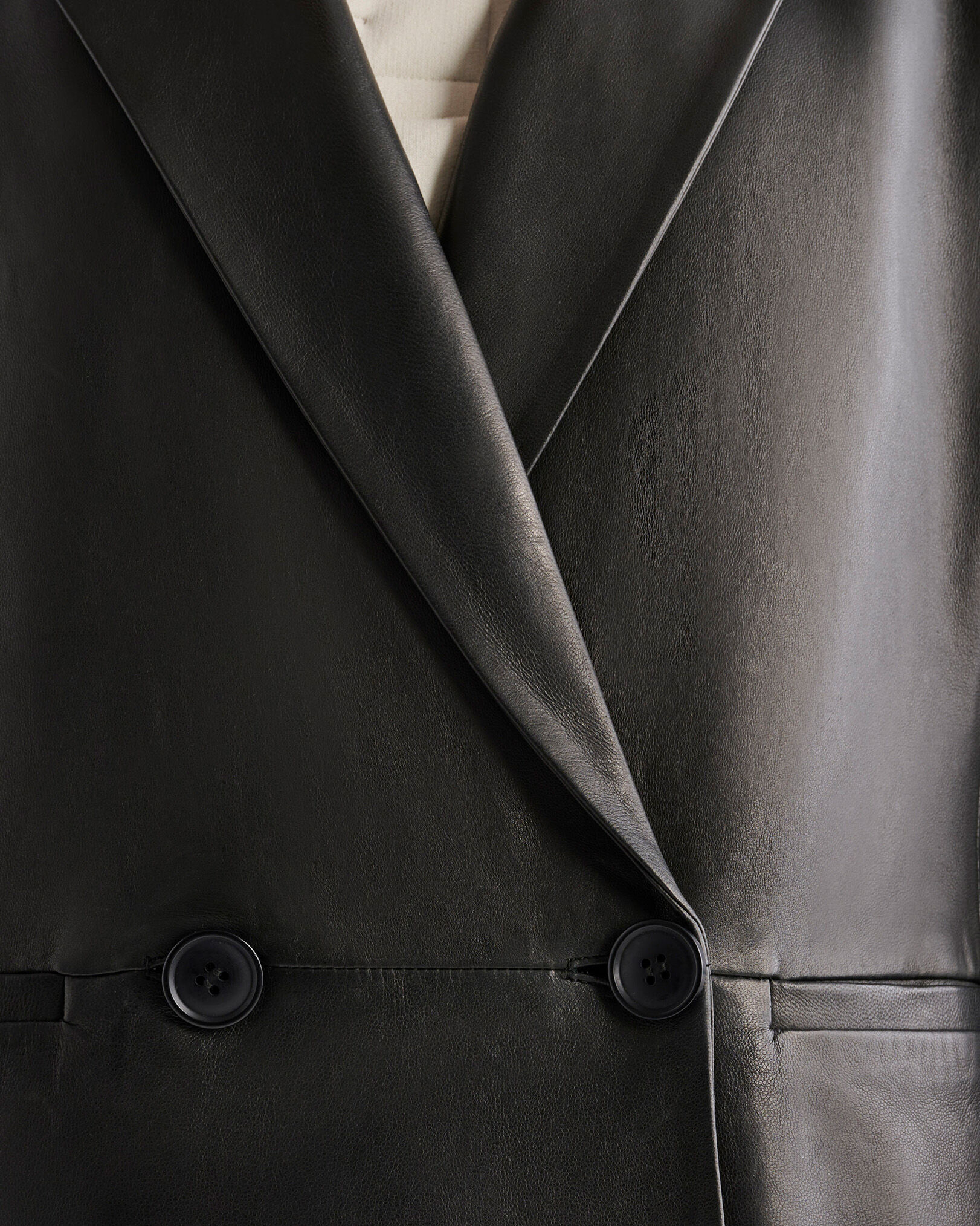 Double breasted leather blazer womens top