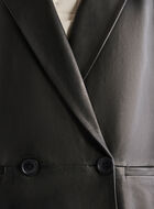 Womens Leather Double Breasted Blazer