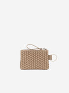 Pochette &agrave; glissi&egrave;re en cuir tiss&eacute;
