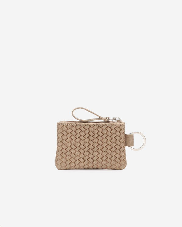 Pochette &agrave; glissi&egrave;re en cuir tiss&eacute;