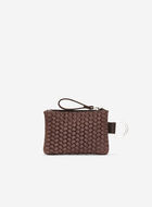 Pochette &agrave; glissi&egrave;re en cuir tiss&eacute;