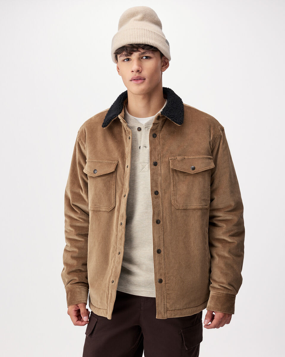 Manteau en velours c&ocirc;tel&eacute; et mouton molletonn&eacute;