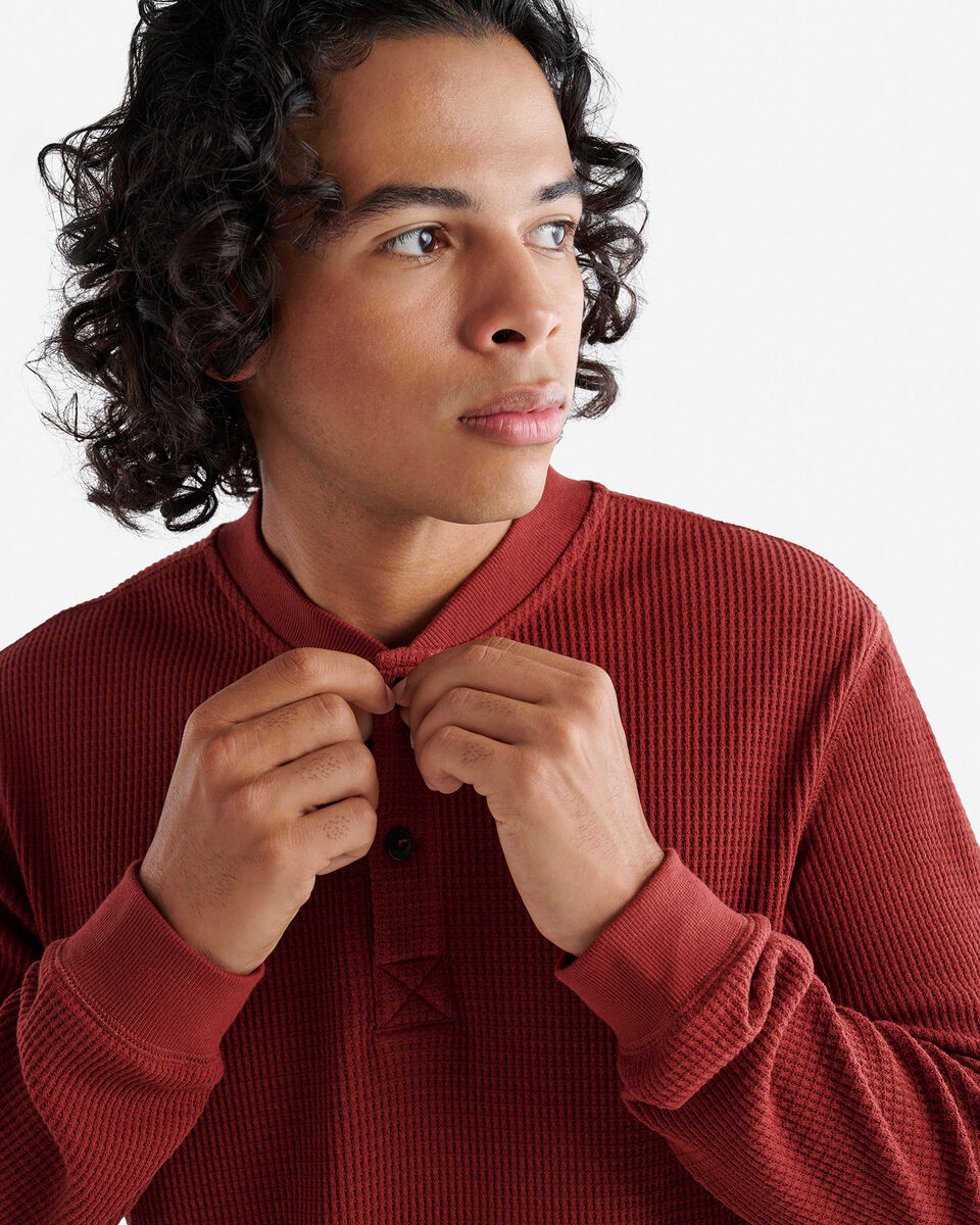 Chandail henley gaufré à manches longues 