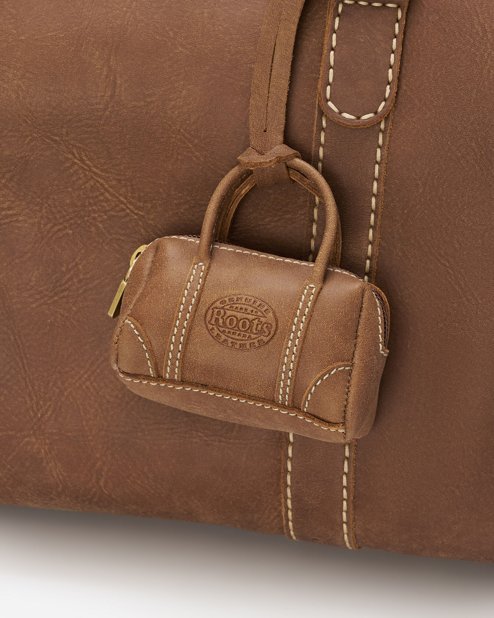 Upcycle Banff Bag Charm Tribe Leather Accessories Roots