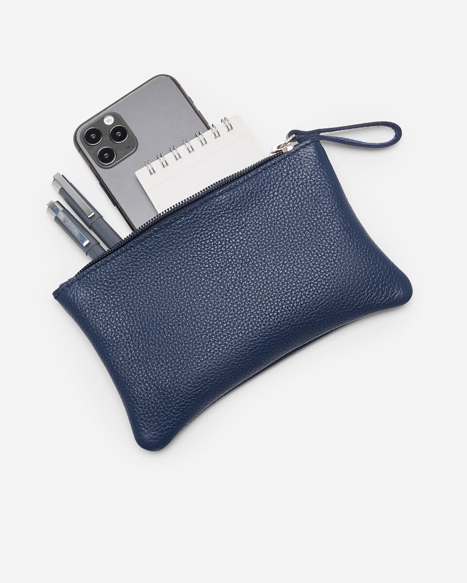 Pochette moyenne à glissière en cuir Cervino