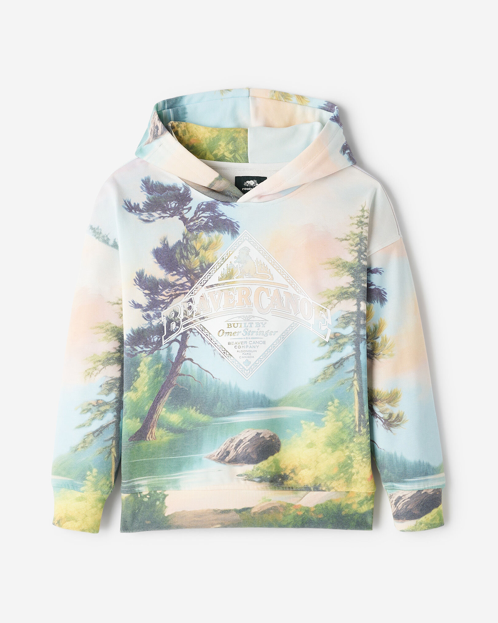 Kids Beaver Canoe Landscape Hoodie