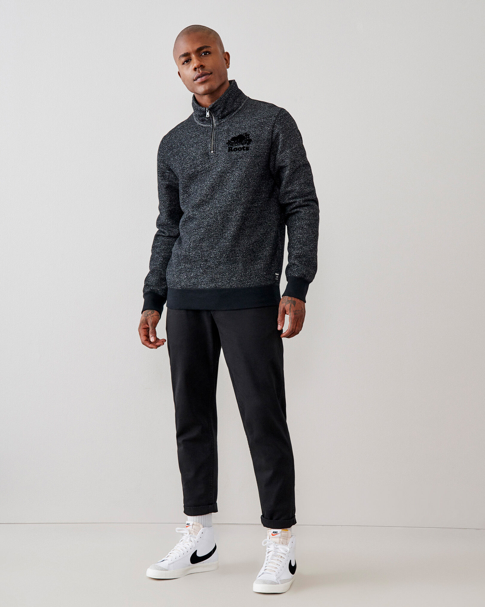 Half zip clearance roots sweater