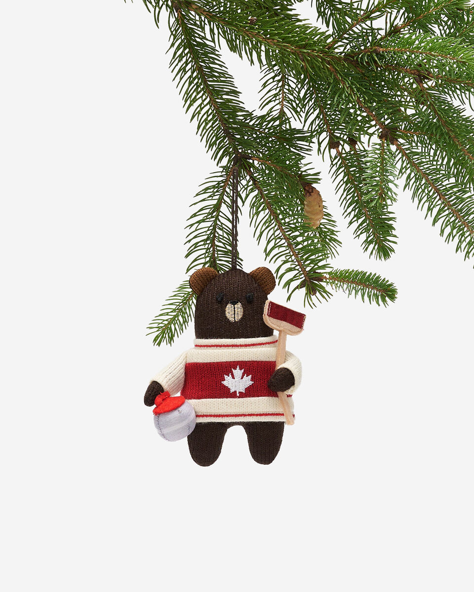 Curling Brown Bear Ornament