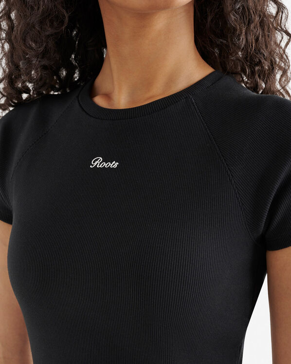 T-shirt c&ocirc;tel&eacute; &agrave; manches courtes Roots