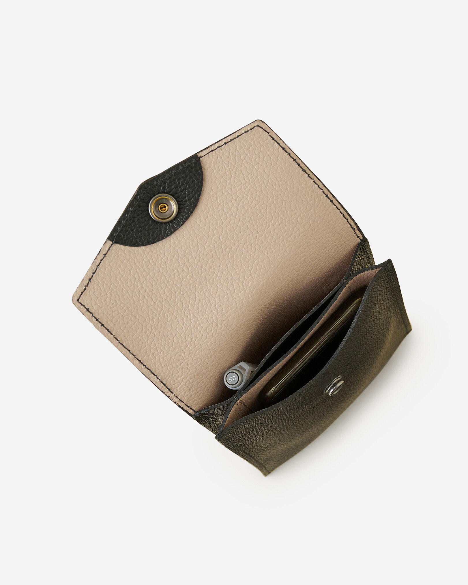 Sac à bandoulière à goussets latéraux en accordéon pour téléphone en cuir Cervino