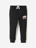 Pantalon ajusté à cheville côtelée en molleton de coton bio pour toutes-petites