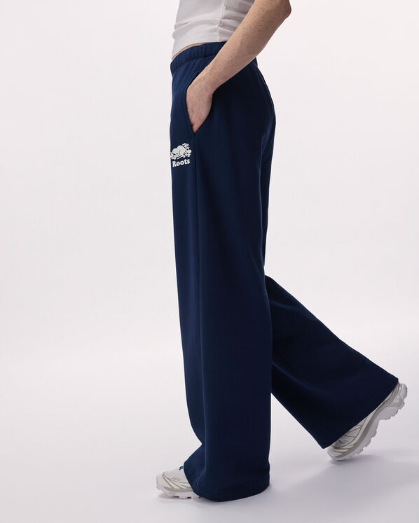 Pantalon &agrave; jambe large en molleton de coton bio Cooper