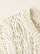 Robe en tricot à col en V et torsades pour toutes-petites