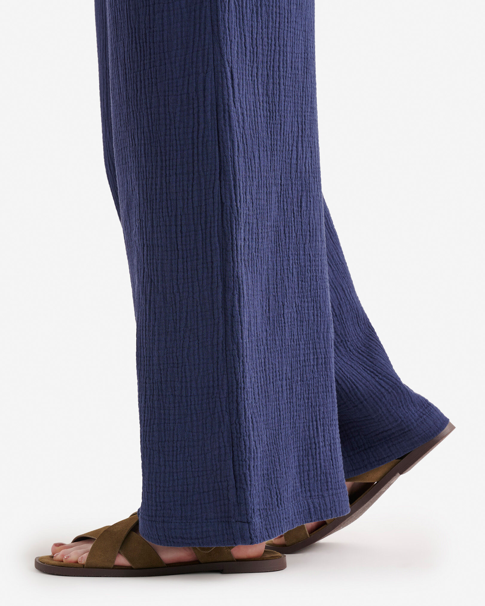 Pantalon à jambe large en gaze de coton Isla
