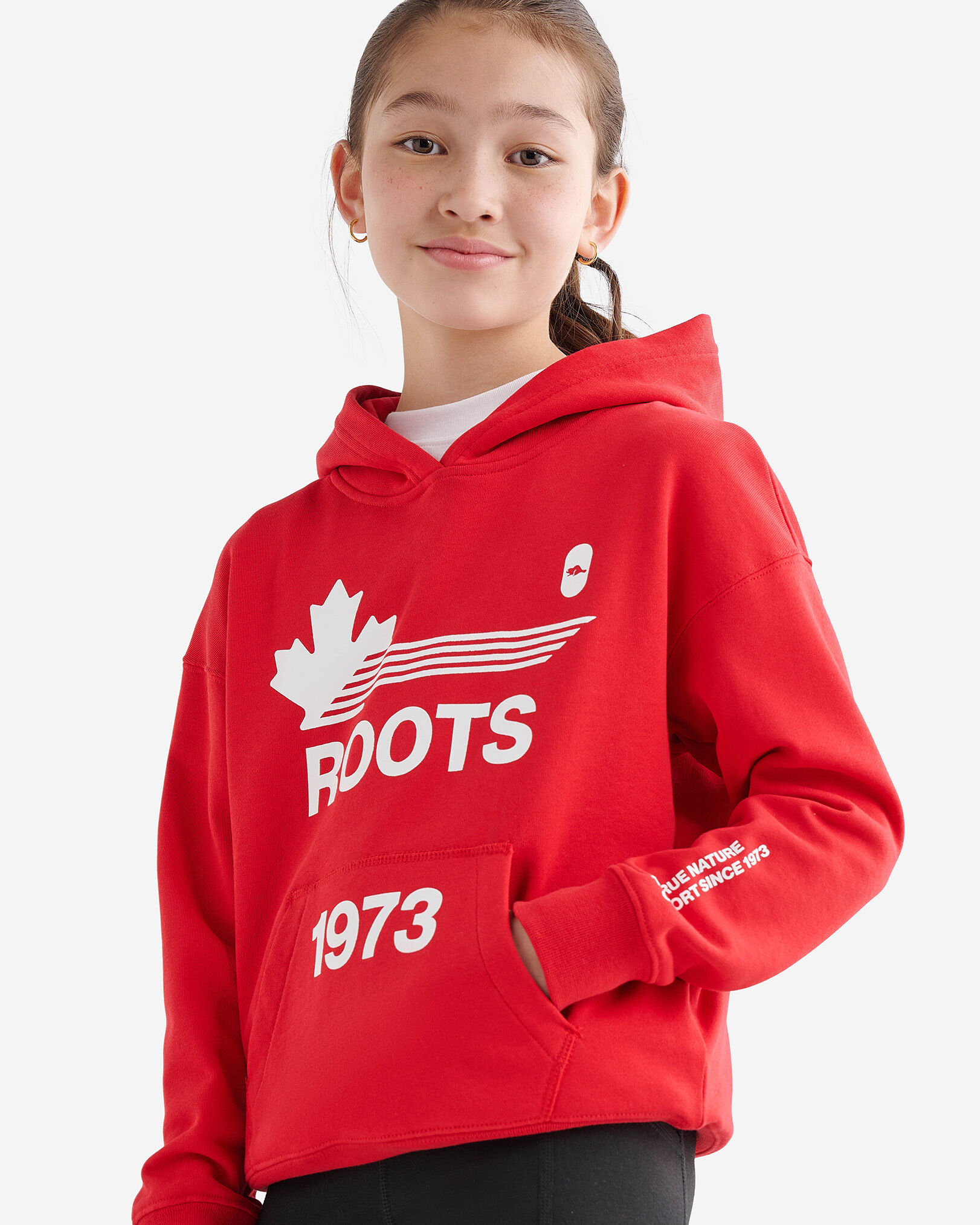 Roots red hoodie hot sale