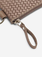 Pochette &agrave; glissi&egrave;re en cuir tiss&eacute;