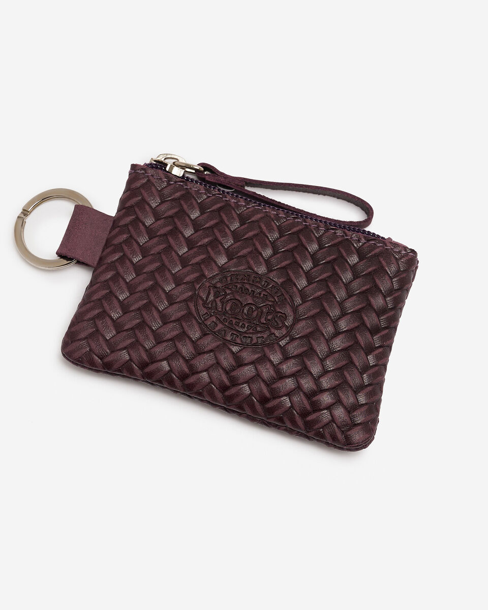 Pochette &agrave; glissi&egrave;re en cuir tiss&eacute;