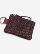 Pochette &agrave; glissi&egrave;re en cuir tiss&eacute;