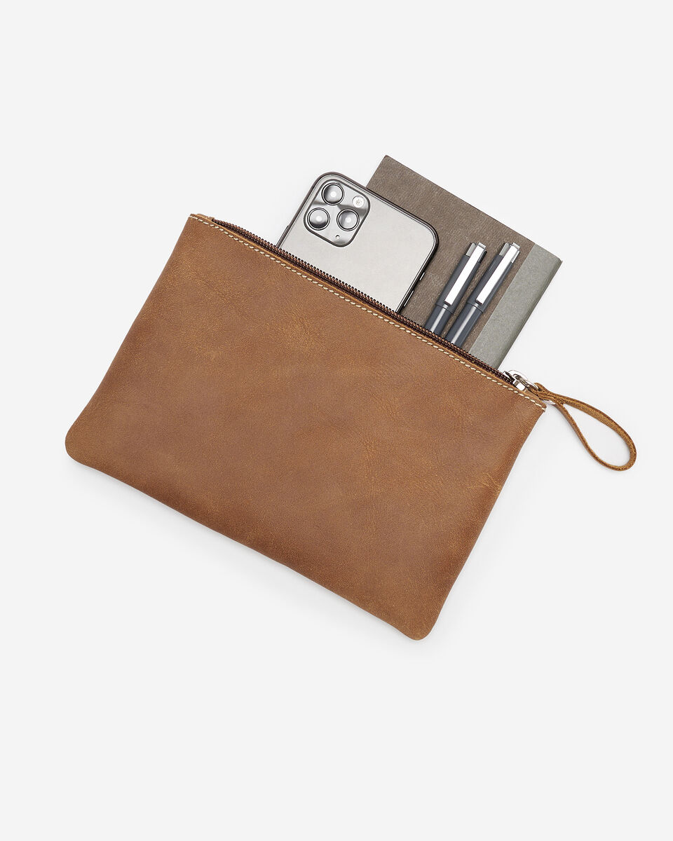 Grande pochette à glissière en cuir Tribe