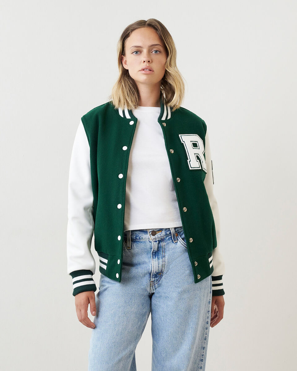 Roots Canada Leather Jacket Green White Bomber Singapore | lupon.gov.ph