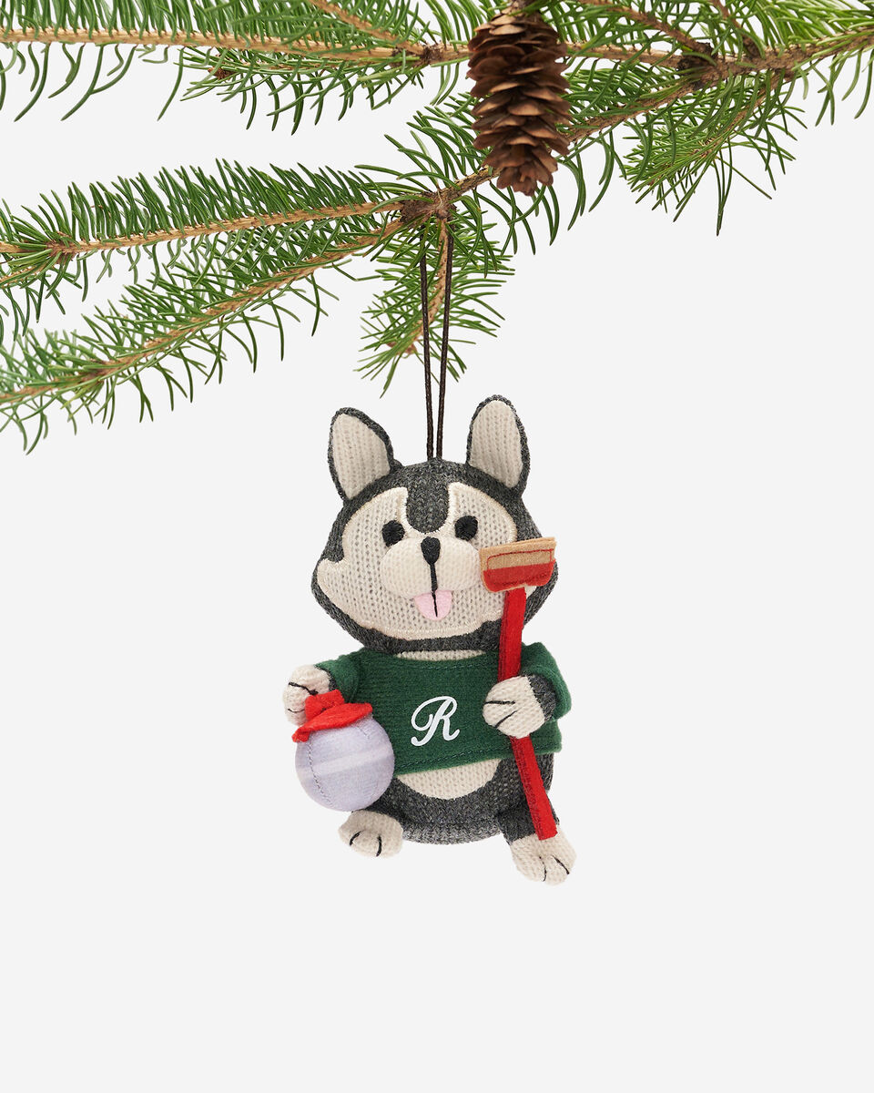Curling Husky Ornament