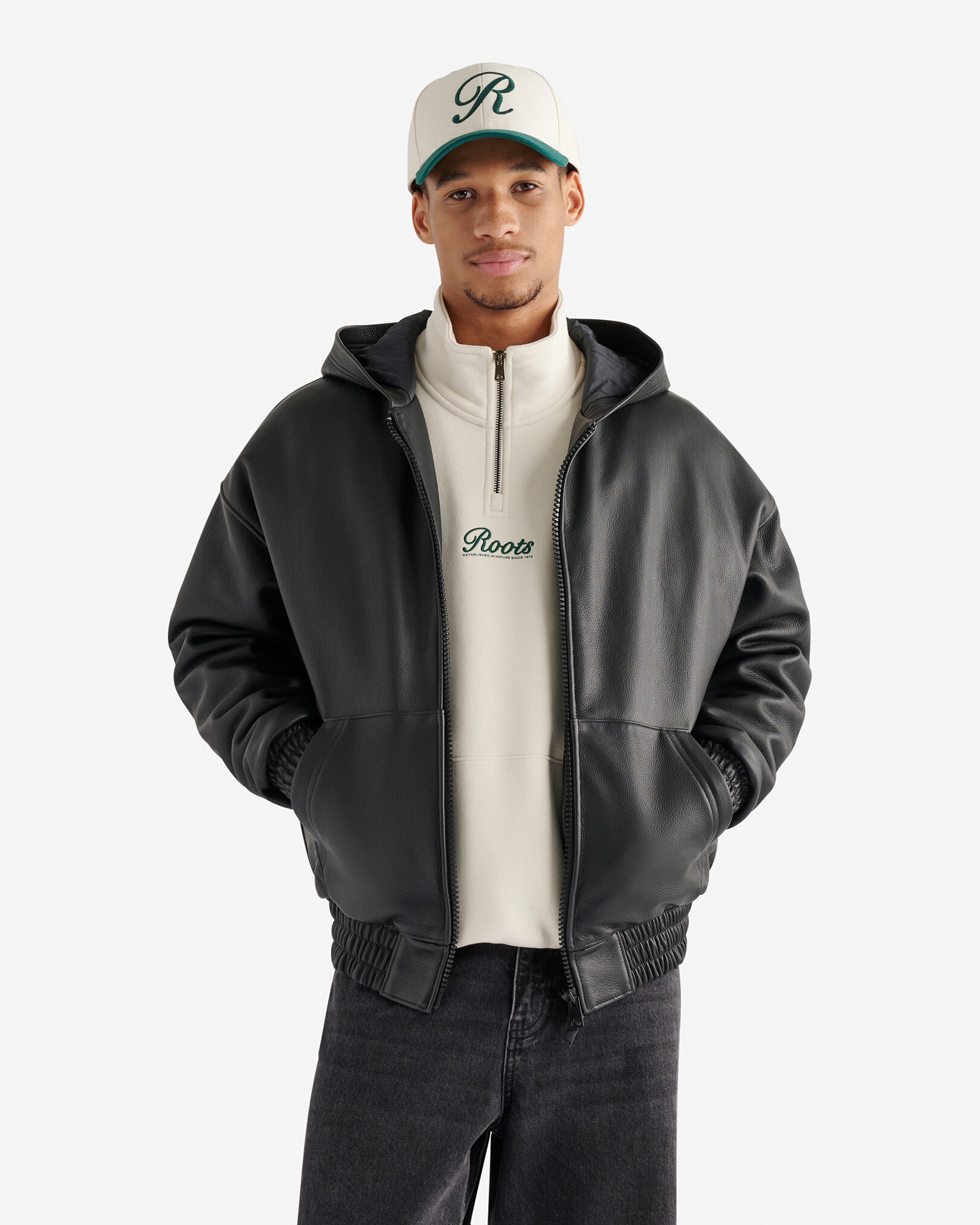 Roots Leather Hoodie Hillcrest Mall