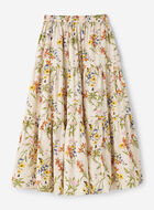 Floral Tiered Poplin Skirt