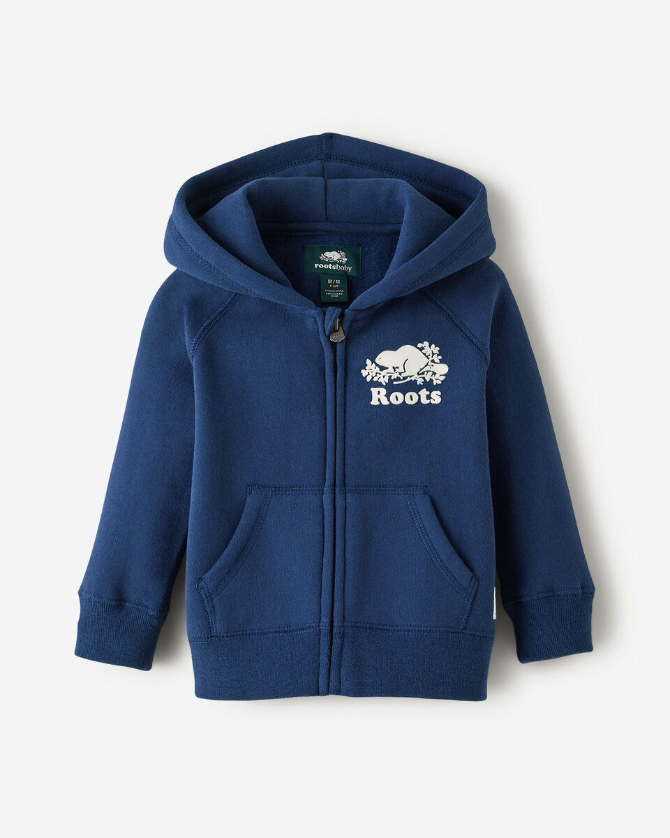 Chandail original à capuchon et glissière en coton bio pour bébés