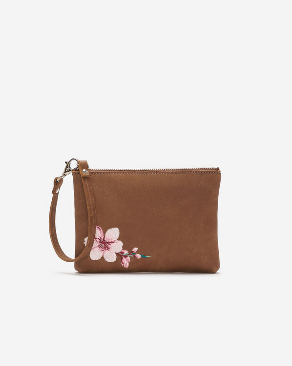 Petite pochette florale en cuir Tribe