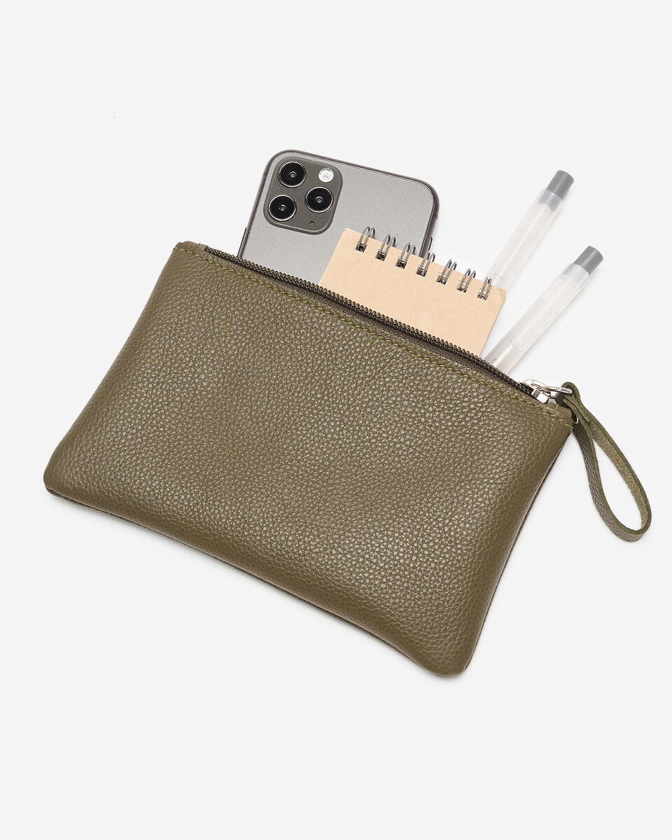 Grande pochette à glissière en cuir Cervino