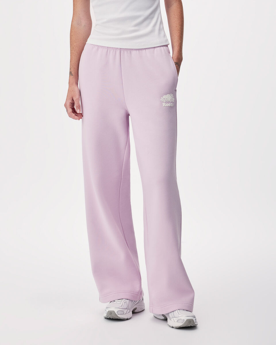 Pantalon molletonn&eacute; en coton biologique &agrave; jambe large Cooper 