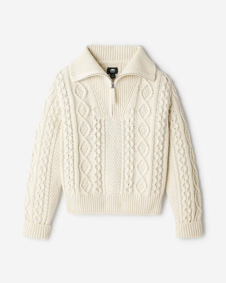 Cable Knit Quarter Zip Sweater
